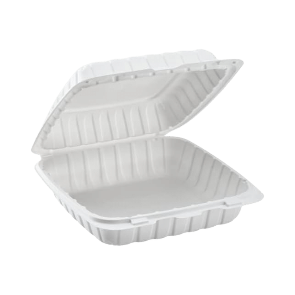 White 1 Compartment Hinged Food Containers