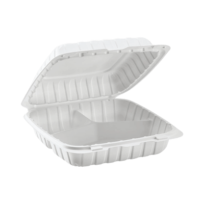 White 3 Compartment Hinged Food Containers