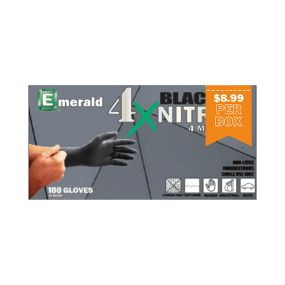 Emerald 4X Black Nitrile Powder Free 4 MIL Gloves