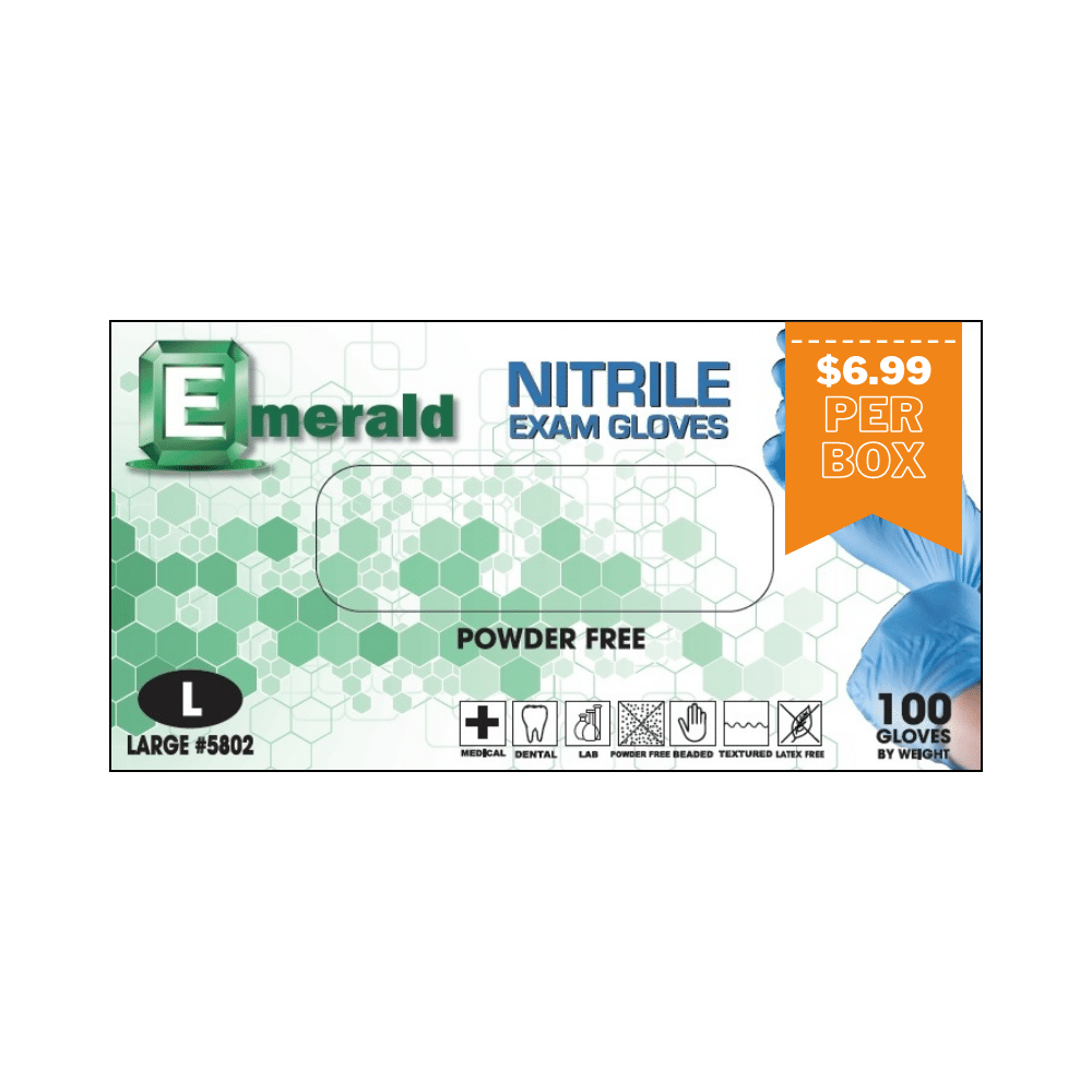 Emerald Powder Free Blue Nitrile Exam 3 Mil Gloves