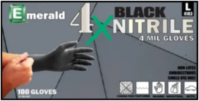 Emerald 4X Black Nitrile Powder Free 4 MIL Gloves