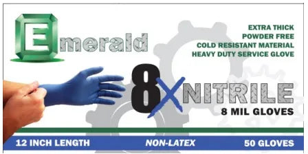 Emerald 8X Powder-Free Nitrile 8 Mil Exam Gloves