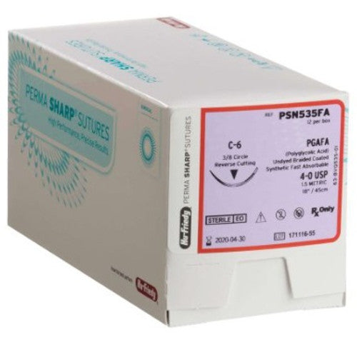 5.0 x 27" Undyed PGA Perma Sharp Suture with C-6 Needle - 12/Box